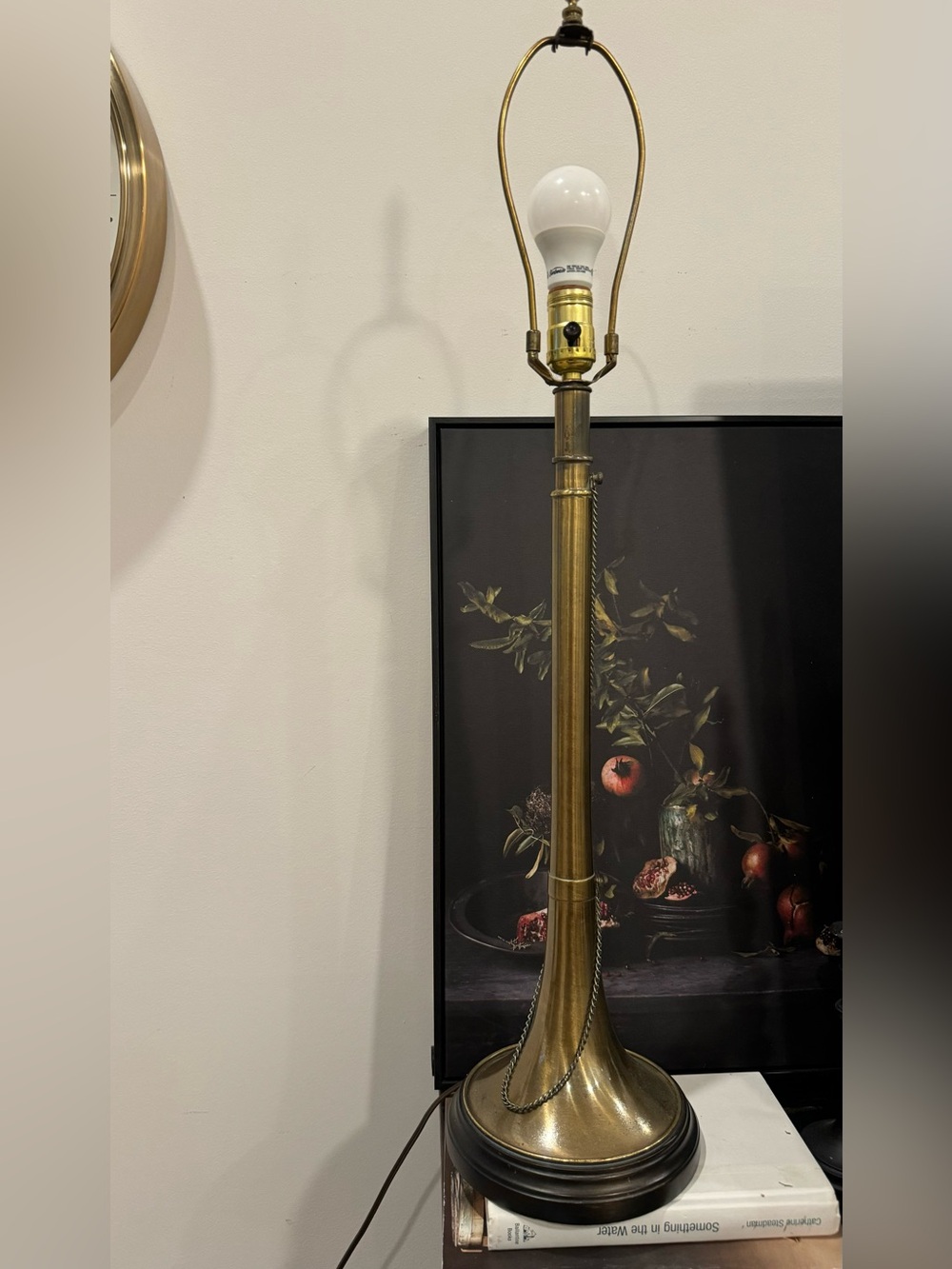 Brass Floor Lamp with Tall Tapered Column